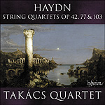 Takács Quartet - Haydn String Quartets Opp 42, 77 & 103 - Hyperion records - BBC Music Magazine September 2022 - 5 out of 5 stars audio recording Takács Quartet - Haydn String Quartet